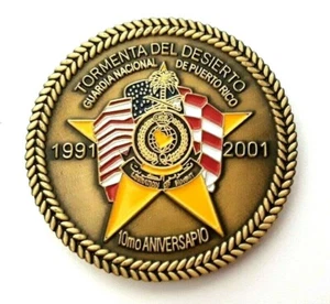 Medalla GUARDIA NACIONAL PUERTO RICO Gulf War DESERT STORM Challenge Coin ficha - Picture 1 of 6