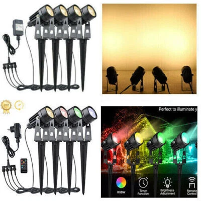 4er LED RGB Gartenstrahler mit Erdspieß Gartenleuchte Außenstrahler  außenleucht - Bild 1 von 4