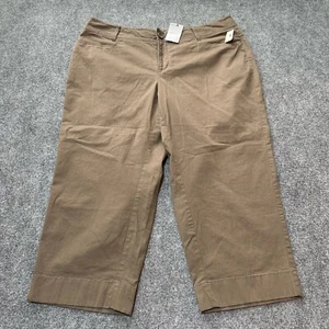 NEW Sejour Pants Womens 16 W Brown High Rise Cotton Blend Pockets - Picture 1 of 12