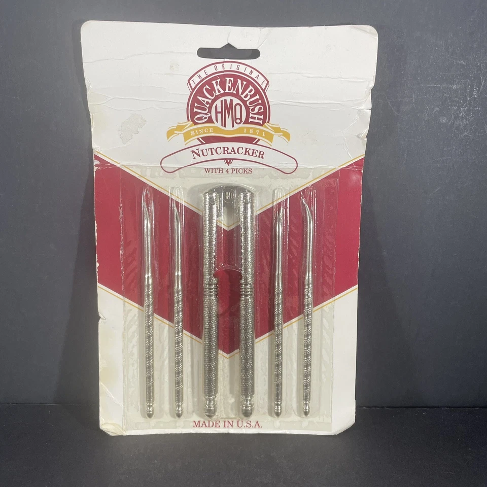HMQ Quackenbush Vintage Nutcracker Nut Pick Set New Old Stock 5 Piece Steel USA - Image 1 of 4