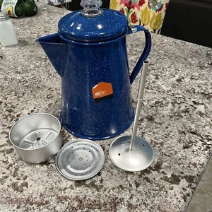GSI Blue Enamelware Coffee Pot 12 Cup free shipping usa - Picture 1 of 10