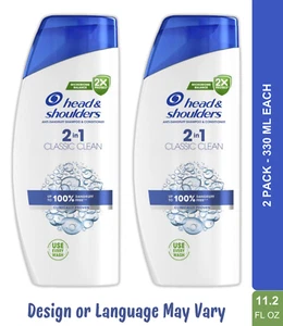 2 Head & Shoulders Classic Clean 2-in-1 Anti-Dandruff Shampoo 330ml 2X Protect - Picture 1 of 6
