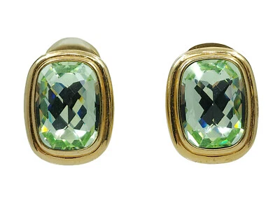 VINTAGE REPLICA BRAND MADE IN ITALY FACETED CRYSTAL GOLD PLATED CLIP-ON EARRINGS - Image 1 of 4