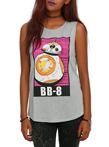 Star Wars: The Force Awakens BB-8 Girls Muscle Top 2XL Grey - Image 1 of 1