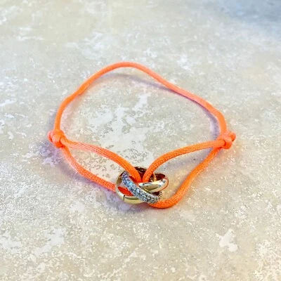Pulsera Goodluck todos los días cuerda naranja 3 colores trinidad sin coloración con piedra  Foto 1 de 2