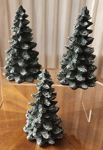 3 Cold Cast Porcelain EVERGREEN TREES Village Accessories 6" Snow Tip Pine Trees - Picture 1 of 2