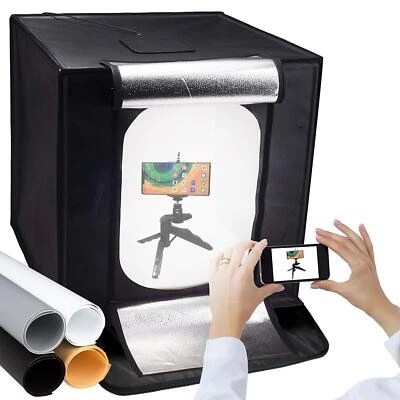 Cubo de iluminación portátil para estudio fotográfico tienda 40 cm caja de luz LED + 4 fondos de PVC - Imagen 1 de 4