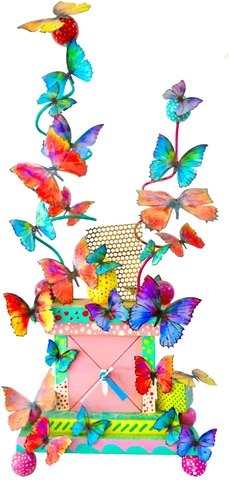 Clock BUTTERFLY  Mantel  "BaBy PINK" . MIAMI Collection . Artistic Clock Cover