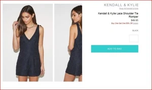 Black Lace Romper Kendall & Kylie Womens Small Lined V-Neck Sleeveless NICE FIT - Picture 1 of 12
