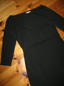 H&M Kleid Gr.M tief-schwarz NEU mit Etikett U-Boot-Ausschnitt Beinschlitz 38 - Bild 1 von 3