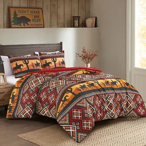 Chezmoi Collection Barrett Sunset Cowboys Printed Microfiber Comforter Set - Picture 1 of 9