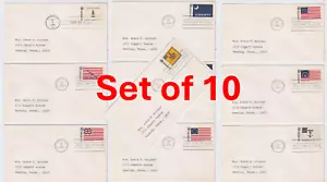 TurtlesTradingPost- Colonial Flags 1968 #1345-54 FDC 10 Covers! - Picture 1 of 5
