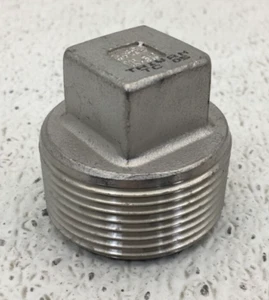 PLG125SS 1.25 INCH STAINLESS STEEL SQUARE HEAD THREADED PLUG - Picture 1 of 6