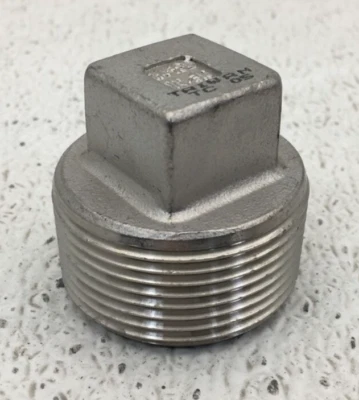PLG125SS 1.25 INCH STAINLESS STEEL SQUARE HEAD THREADED PLUG - Image 1 of 4