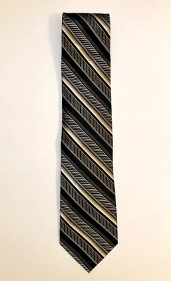 Gravata masculina listrada 100% seda feita à mão Platinum Designs - Imagem 1 de 4