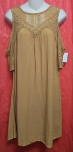 Xhilaration Damen Cut Out Schulter Kleid Größe XS bräunlich senf Spitzendetails - Bild 1 von 18