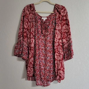 Blusa para mujer Westport 3X manga campana estampado cachemir - Imagen 1 de 7