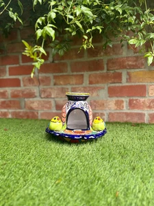 Ceramic Bird Feeder Talavera Pottery, Decorative Outdoor Hanging Feeder Station - Picture 1 of 12