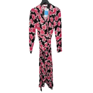Fabienne Chapot Black Wrap Dress with Pink White Floral Print Size S - Picture 1 of 8