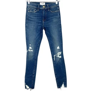 Neu ohne Etikett Frame Le Skinny De Jeanne Mid-Rise Skinny Jeans Used-Look Größe 27 - Bild 1 von 11