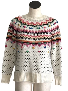 Talbots Pullover Fair Isle skurril skandinavisch Knöpfe Bommeln Wolle Damen XS - Bild 1 von 18
