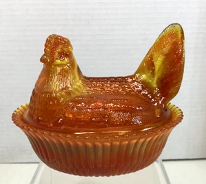 Boyd Glas Henne auf Nest orange Persimone Schlacke 5" Uran Glow Vintage 1. 5 Jahre - Bild 1 von 22