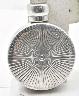 Botella de perfume de viaje redonda muy cool ITALIA de plata de ley y ónix negro vintage Foto 1 de 3