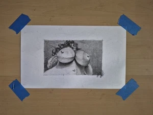 Original 3x5/9x6 Pencil Drawing Of Nude Woman Done By Artist ARTuro - Picture 1 of 4