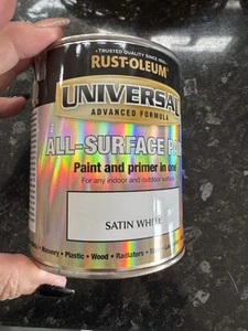 Rust-Oleum Pennello universale per tutte le superfici su vernice e primer in bianco satinato NUOVO - Foto 1 di 9