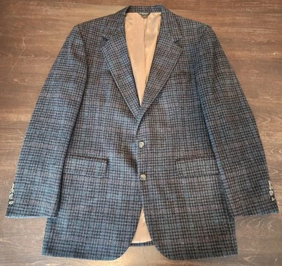 Abrigo Blazer Chaqueta De Colección Bill Blass Gris Oscuro Pata de Gallo Deportivo Para Hombre 42R Foto 1 de 4