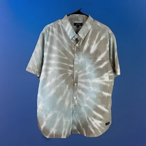 Simply Southern Tie Dye Shirt Mens L Gray Blue  Button Down Stretch Polyester L - Picture 1 of 7