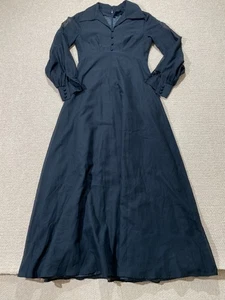 Maxi Vestido Vintage Años 70 Para Mujer Talla 8 Reino Unido Negro Longline Vestido Años 70 Fluido - Imagen 1 de 12
