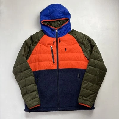 Chaqueta de plumón Polo Ralph Lauren polar híbrido acolchado naranja azul marino verde L Foto 1 de 4