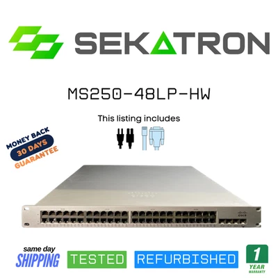 🔀 Cisco Meraki MS250-48LP-HW 48-Port Gigabit PoE+ Cloud Managed Switch ⚡ - Image 1 of 2