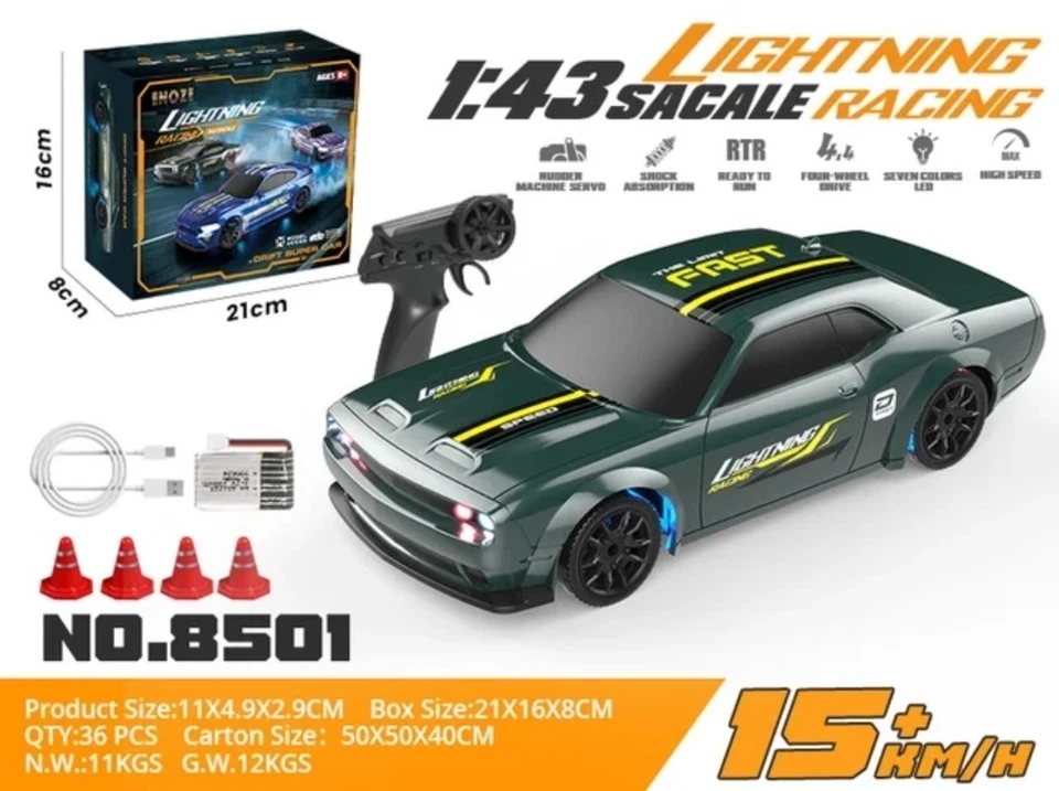 Coche de radiocontrol 1/43 alta velocidad 2.4G 4x4 RTR RC coche de carreras giroscopio vehículo de deriva mini coche Foto 1 de 4