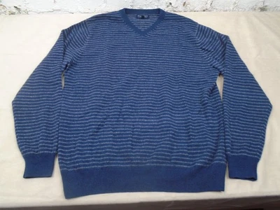 Men’s Allen Solly Sweater 100% 2 Ply Cashmere V Neck Blue Stripe XL Soft Preppy - Image 1 of 4