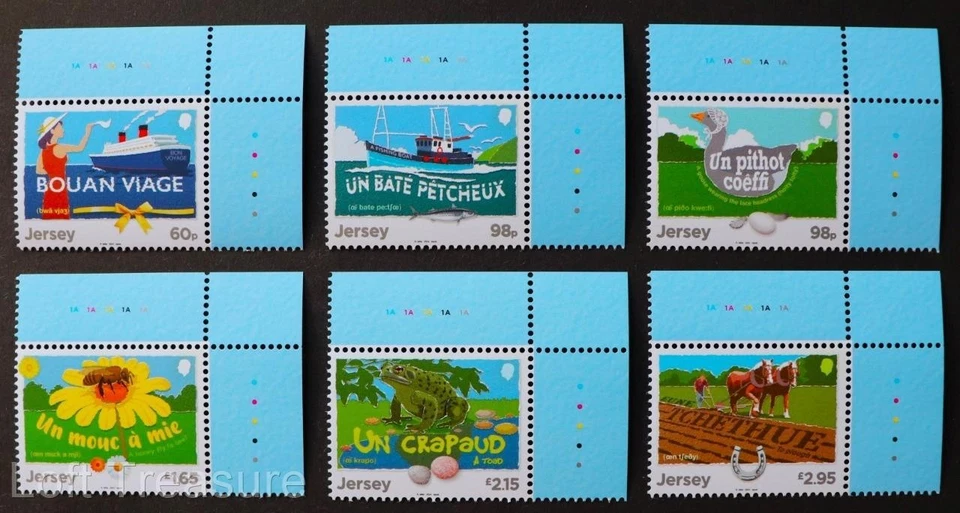 Jersey Stamps: "Jerriaise 2 - Language" MNH Selvedge TRC 6 Value Mint Set 2024 - Image 1 of 1