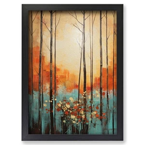 Gerahmter Frühlingswald moderne Kunst Wandbild Leinwanddruck Poster Bild, Wohndeko - Bild 1 von 4