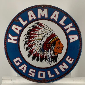 Kalamalka Enamel Sign - Ø 50cm (19.7") - Big Vintage Gasoline Station Decoration - Picture 1 of 18