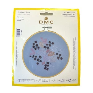 DMC Stitch Kit 6" The Roses Embroidery Kit with Hoop, Blue Fabric, Thread Needle - Picture 1 of 3