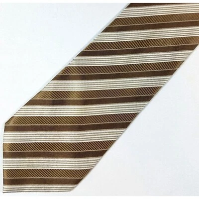 Corbata clásica a rayas marrón Umo Lorenzo para hombre 59" x 3,5" Foto 1 de 4