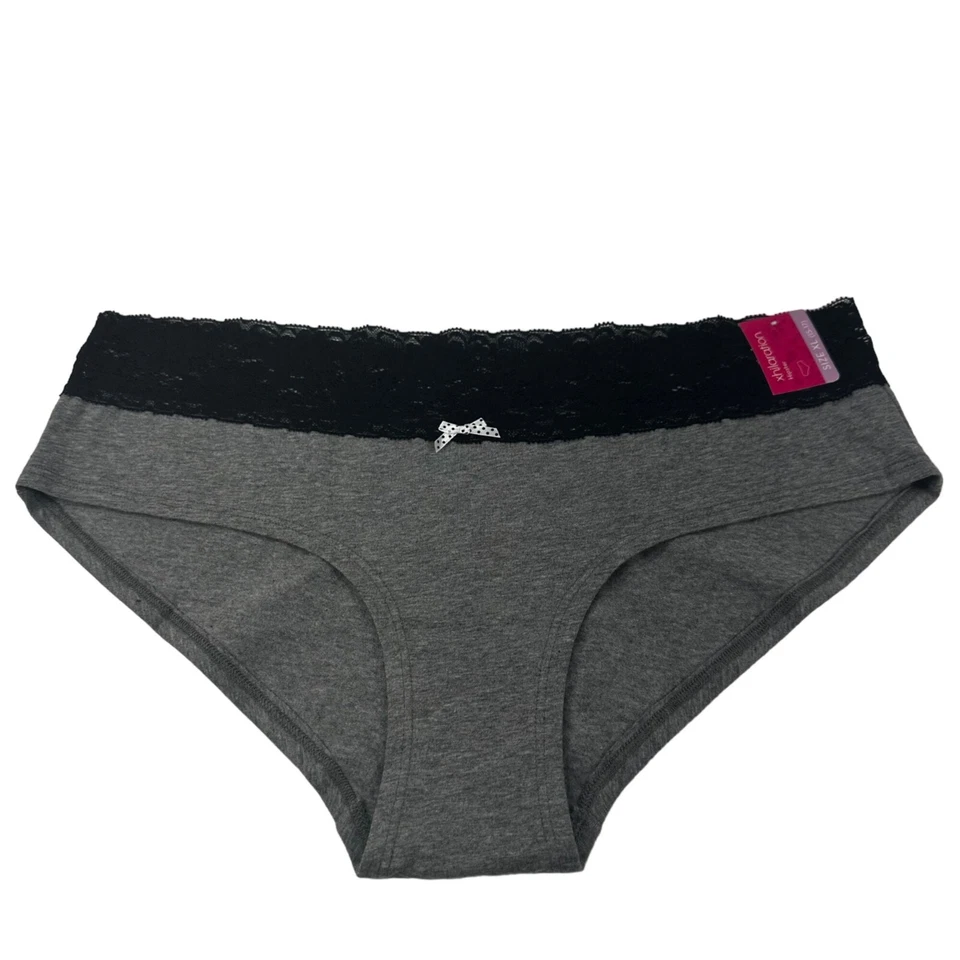 Xhilaration Women's Size XL 15-17 Panty Hipster Lace Waistband Gray Black New - Image 1 of 4
