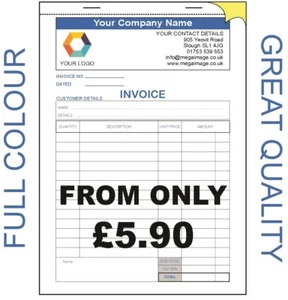 PERSONALISED DUPLICATE A5 INVOICE BOOK - NCR PAD PRINT - RECEIPT, ESTIMATE BOOKS - Picture 1 of 8