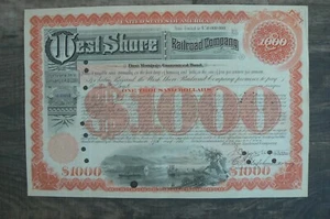 Drei (3) West Shore Railroad Company Aktien-/Anleihezertifikate alle für 1.000 $ - Bild 1 von 2