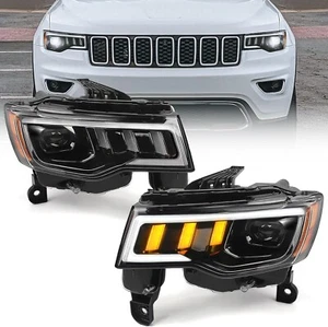 For 2017-2021 Jeep Grand Cherokee Halogen Upgrade LED Tube Projector Headlights - Picture 1 of 9