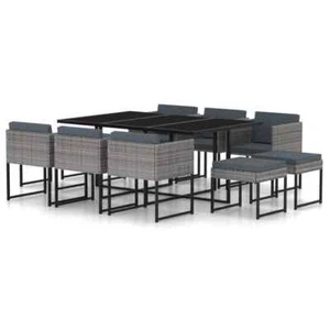 Patio Dining Set Outdoor Table and Chairs Furniture Set Poly Rattan vidaXL - Picture 1 of 30