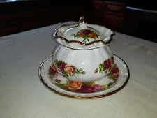 VINTAGE ROYAL ALBERT "OLD COUNTRY ROSES"   LIDDED JAR  /  UNDERPLATE     "RARE"