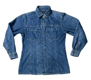 Preowned- Vintage Eddie Bauer Button Front Chambray Blouse Womens (Size S) - Picture 1 of 6
