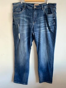 Avella Denim Jeans Womens Plus Sz 18 Blue Distressed Pocket Zip Button High Rise - Picture 1 of 16