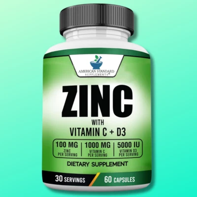 Zinc 100mg, Vitamina C 1000mg, Vitamina D3 5000IU por Porción, 60 Cápsulas Foto 1 de 4